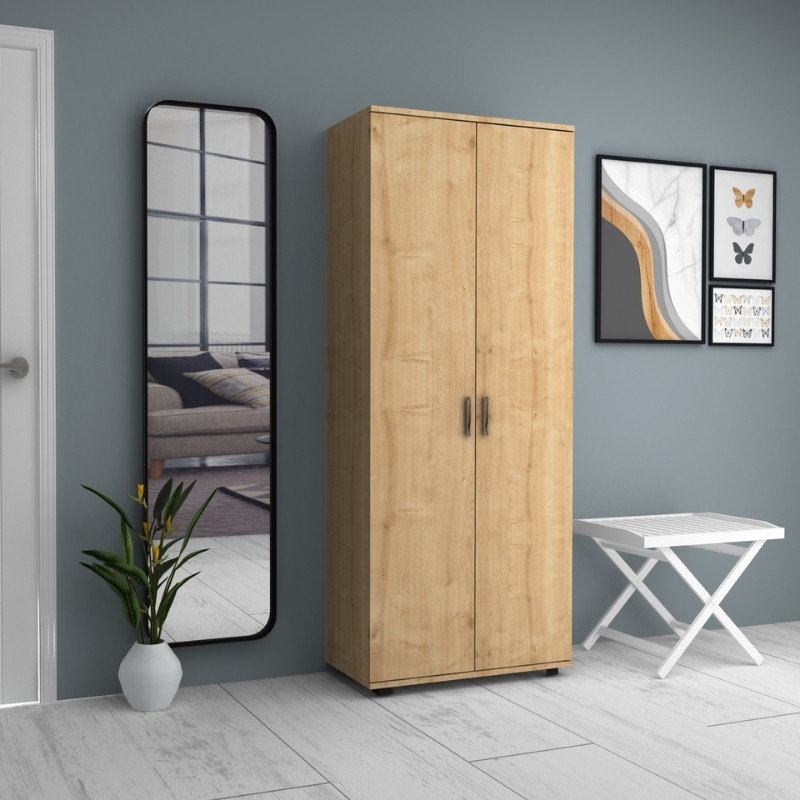 Ντουλάπα ρούχων - παπουτσοθήκη δίφυλλη χρώμα φυσικό οξιάς 3