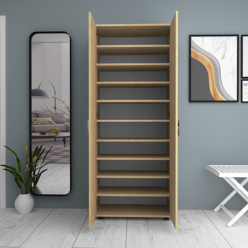 Ντουλάπα ρούχων - παπουτσοθήκη δίφυλλη χρώμα φυσικό οξιάς 4