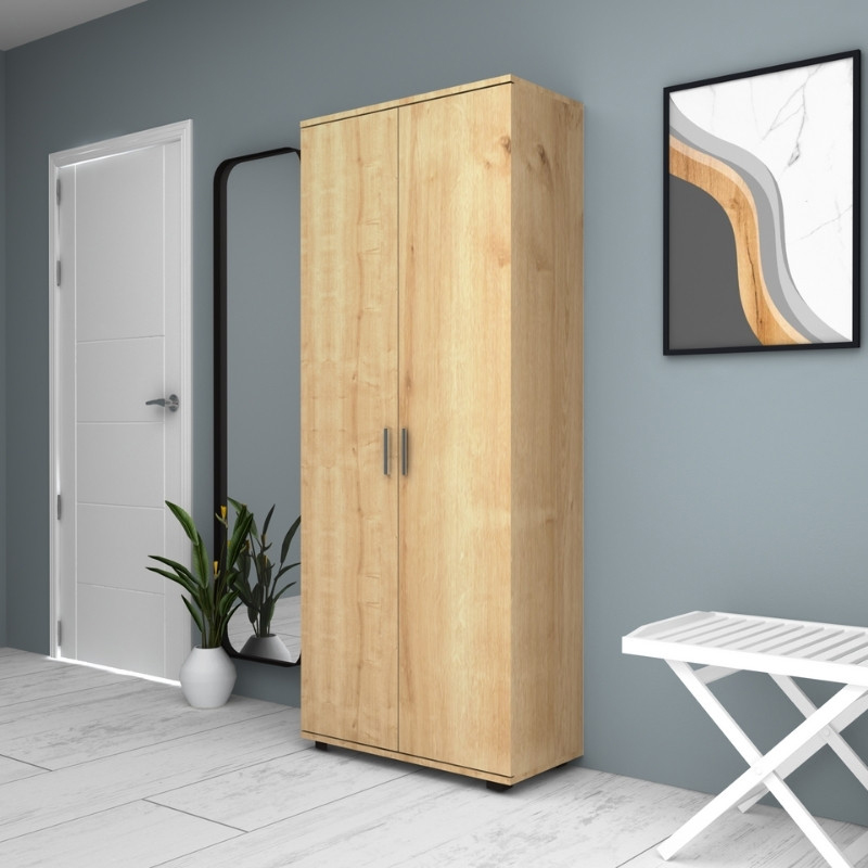 Ντουλάπα ρούχων - παπουτσοθήκη δίφυλλη χρώμα φυσικό οξιάς 5