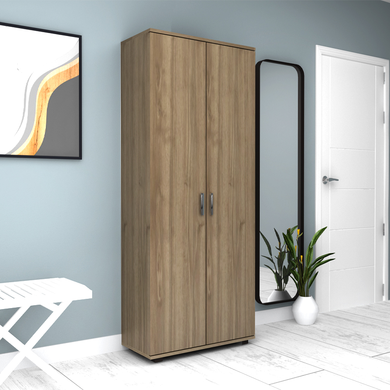 Ντουλάπα ρούχων - παπουτσοθήκη δίφυλλη χρώμα καρυδί 2