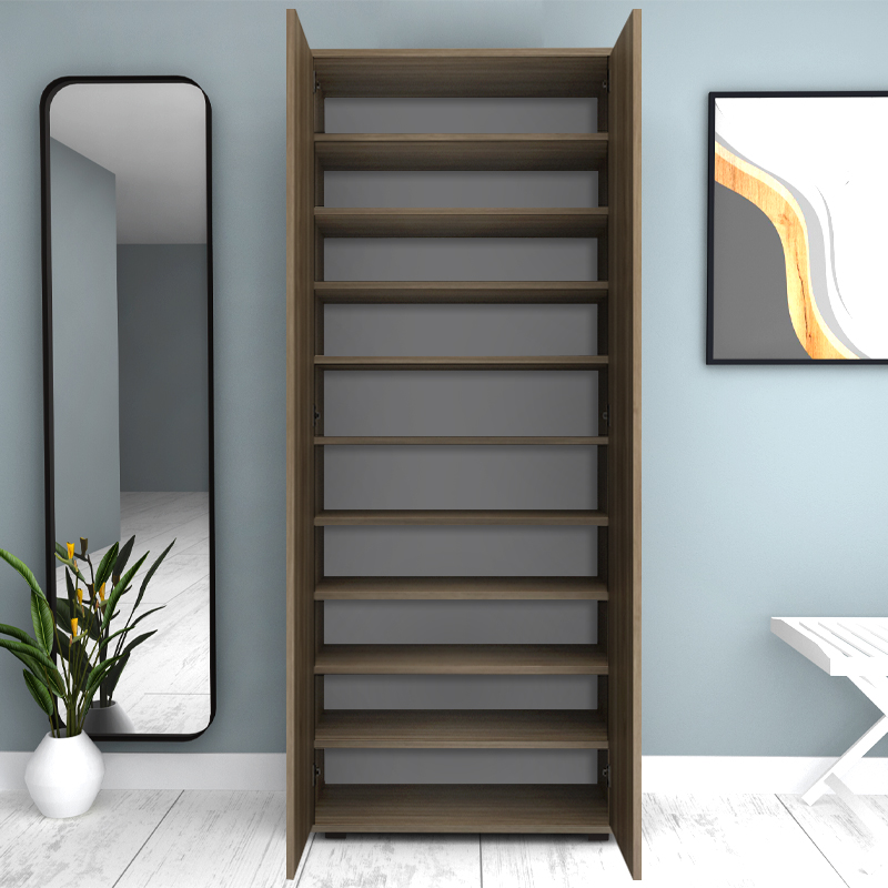 Ντουλάπα ρούχων - παπουτσοθήκη δίφυλλη χρώμα καρυδί 4