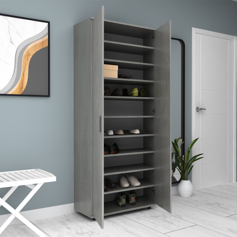 Ντουλάπα ρούχων - παπουτσοθήκη δίφυλλη χρώμα γκρι σκυροδέματος 3