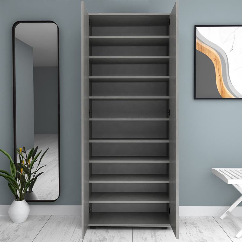 Ντουλάπα ρούχων - παπουτσοθήκη δίφυλλη χρώμα γκρι σκυροδέματος 4