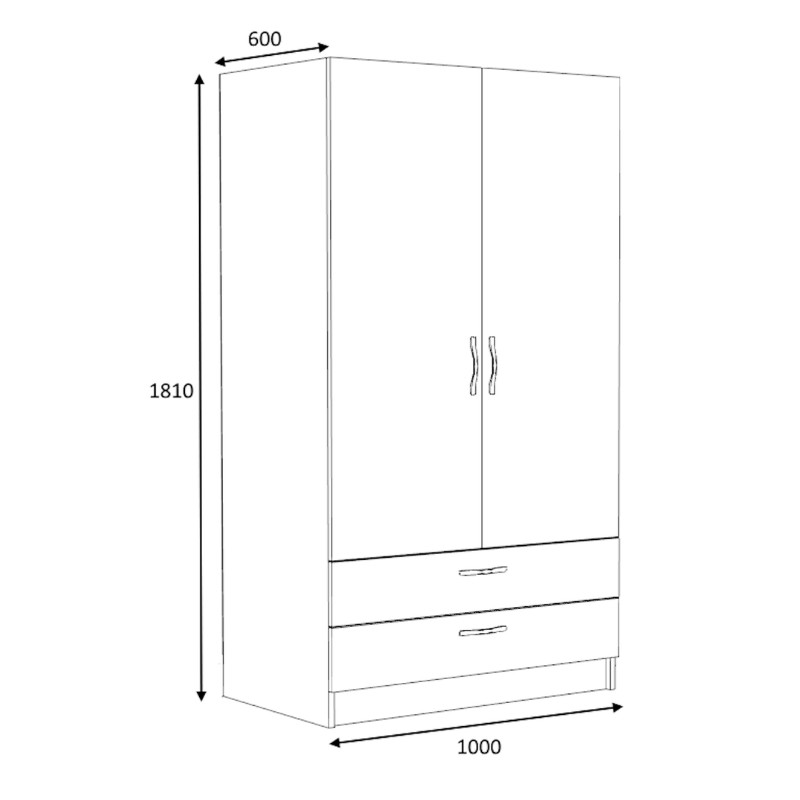 Ντουλάπα ρούχων δίφυλλη με συρτάρια χρώμα καρυδί 7