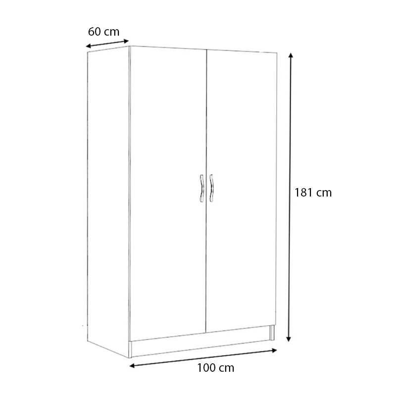 Ντουλάπα ρούχων δίφυλλη χρώμα λευκό 5