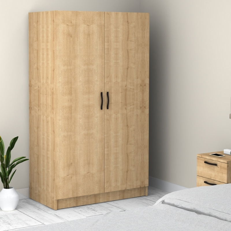 Ντουλάπα ρούχων δίφυλλη χρώμα φυσικό οξιάς 3