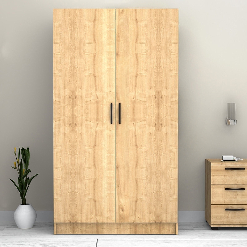 Ντουλάπα ρούχων δίφυλλη χρώμα φυσικό οξιάς 4