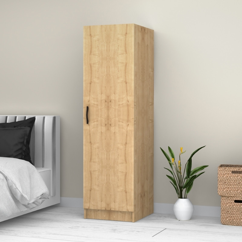 Ντουλάπα ρούχων μονόφυλλη χρώμα φυσικό οξιάς 3