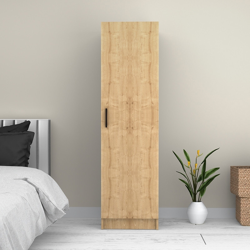 Ντουλάπα ρούχων μονόφυλλη χρώμα φυσικό οξιάς 4