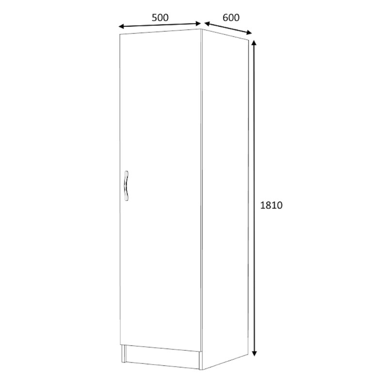 Ντουλάπα ρούχων μονόφυλλη χρώμα φυσικό οξιάς 7