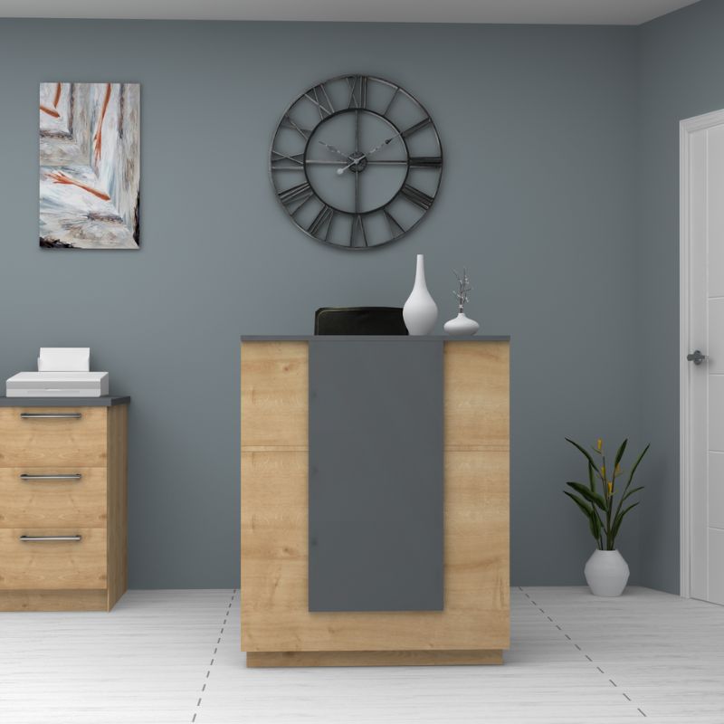 Γραφείο υποδοχής - reception χρώμα φυσικό οξιάς - ανθρακί 3