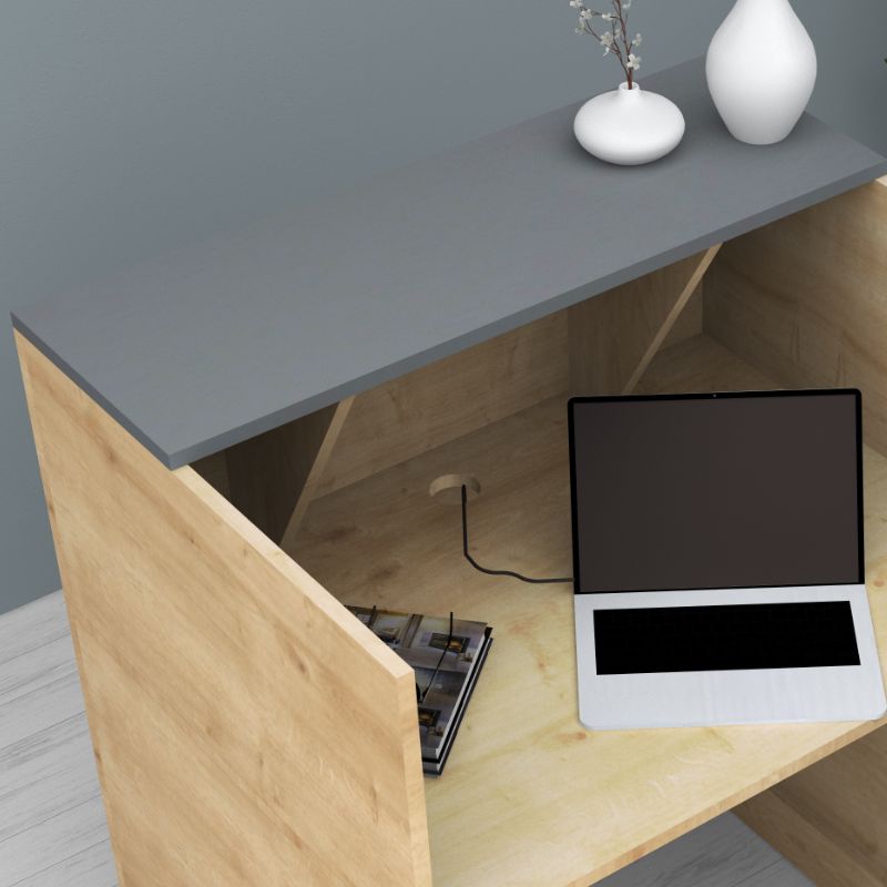 Γραφείο υποδοχής - reception χρώμα φυσικό οξιάς - ανθρακί 4