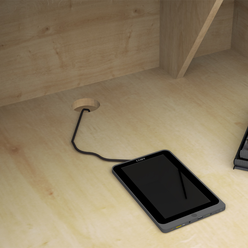 Γραφείο υποδοχής - reception χρώμα φυσικό οξιάς - ανθρακί 5