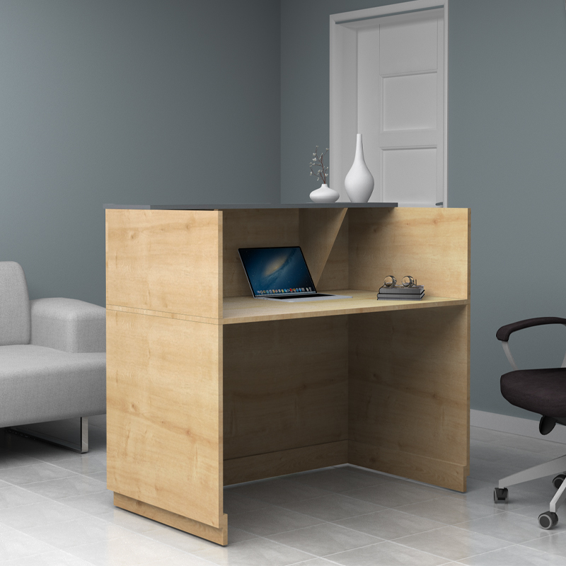 Γραφείο υποδοχής - reception χρώμα φυσικό οξιάς - ανθρακί 2