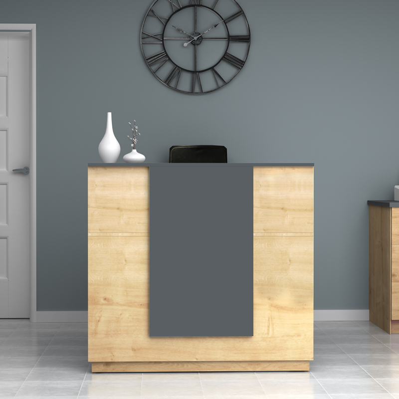 Γραφείο υποδοχής - reception χρώμα φυσικό οξιάς - ανθρακί 3