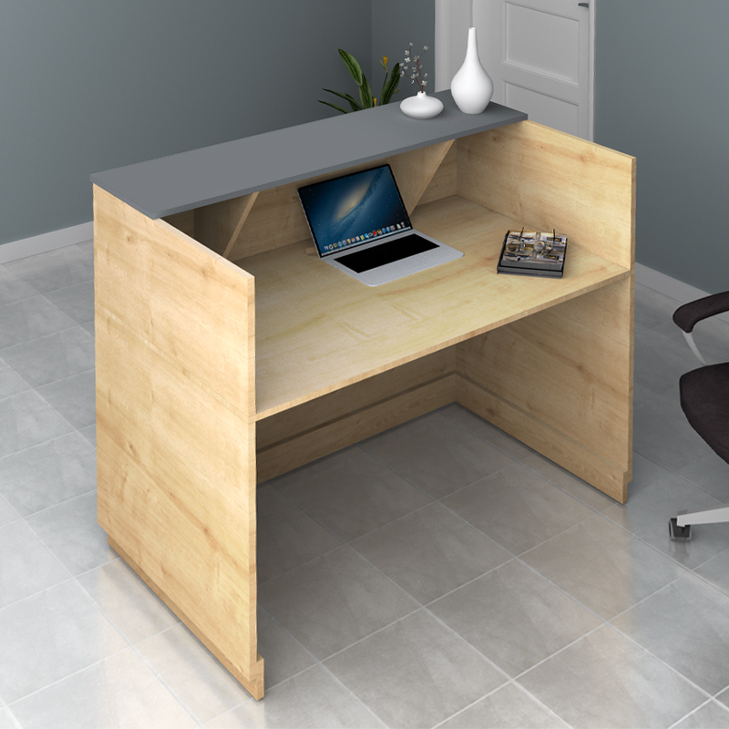 Γραφείο υποδοχής - reception χρώμα φυσικό οξιάς - ανθρακί 4