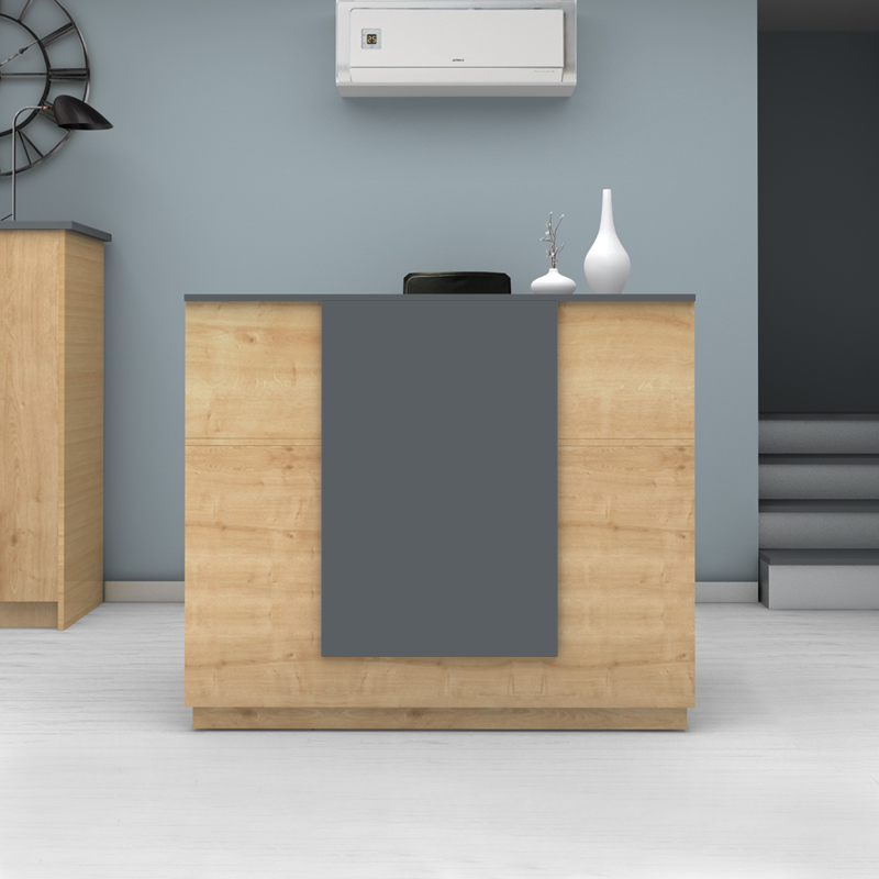 Γραφείο υποδοχής - reception χρώμα φυσικό οξιάς - ανθρακί 3