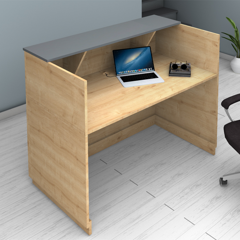 Γραφείο υποδοχής - reception χρώμα φυσικό οξιάς - ανθρακί 4