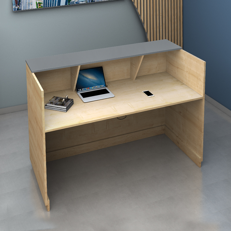 Γραφείο υποδοχής - reception χρώμα φυσικό οξιάς - ανθρακί 4