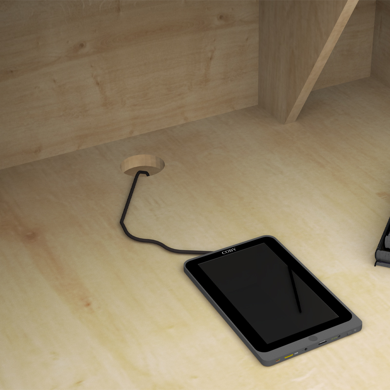 Γραφείο υποδοχής - reception χρώμα φυσικό οξιάς - ανθρακί 5