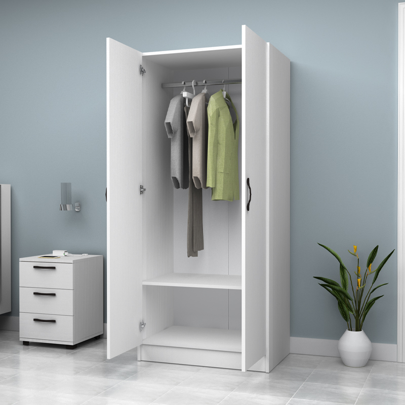 Ντουλάπα ρούχων δίφυλλη χρώμα λευκό 3