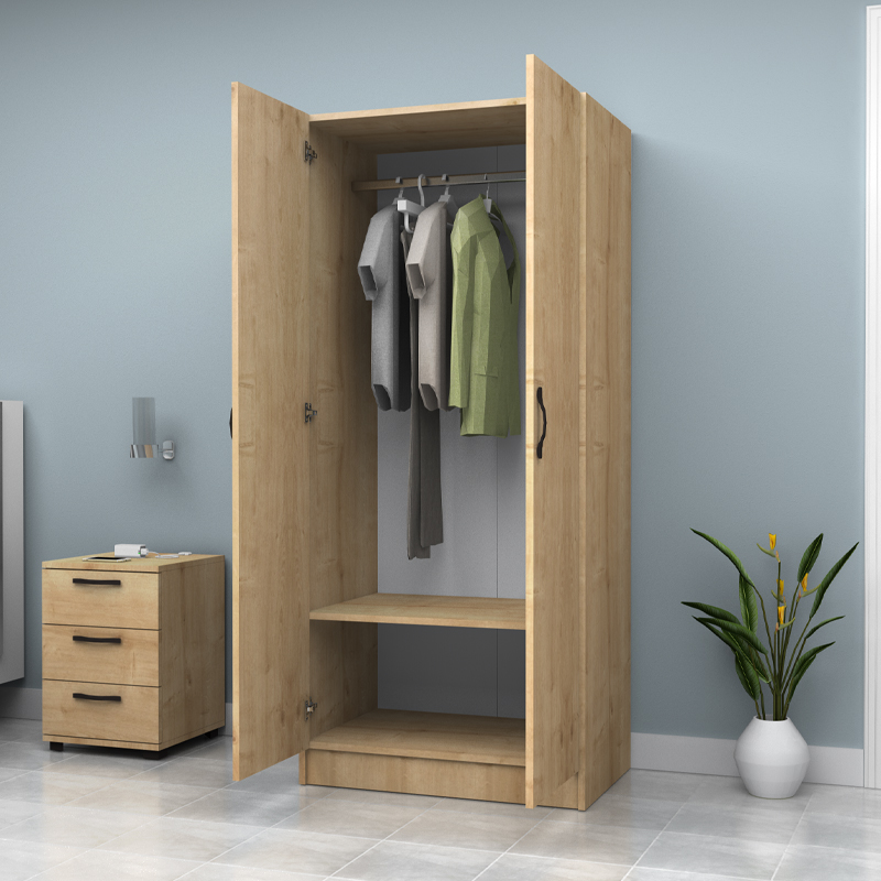 Ντουλάπα ρούχων δίφυλλη χρώμα φυσικό οξιάς 3