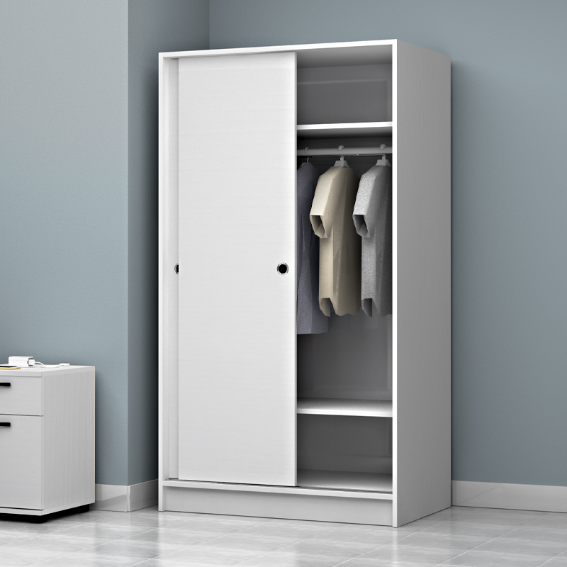 Ντουλάπα ρούχων δίφυλλη συρόμενη χρώμα λευκό 4