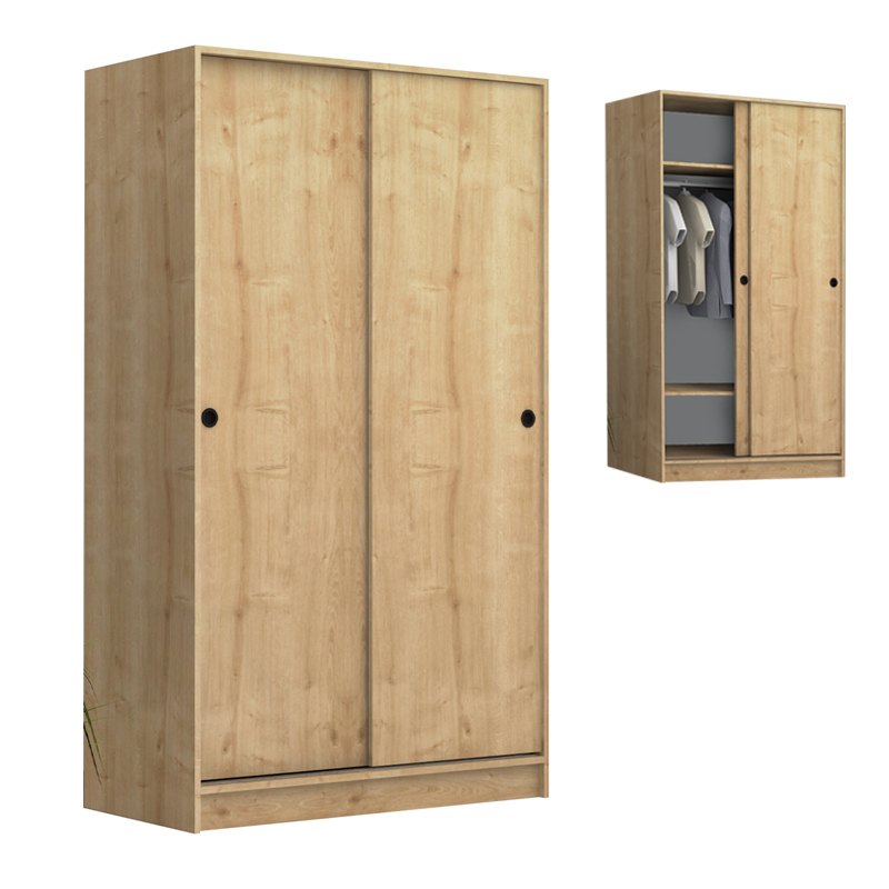 Ντουλάπα ρούχων δίφυλλη συρόμενη χρώμα φυσικό οξιάς