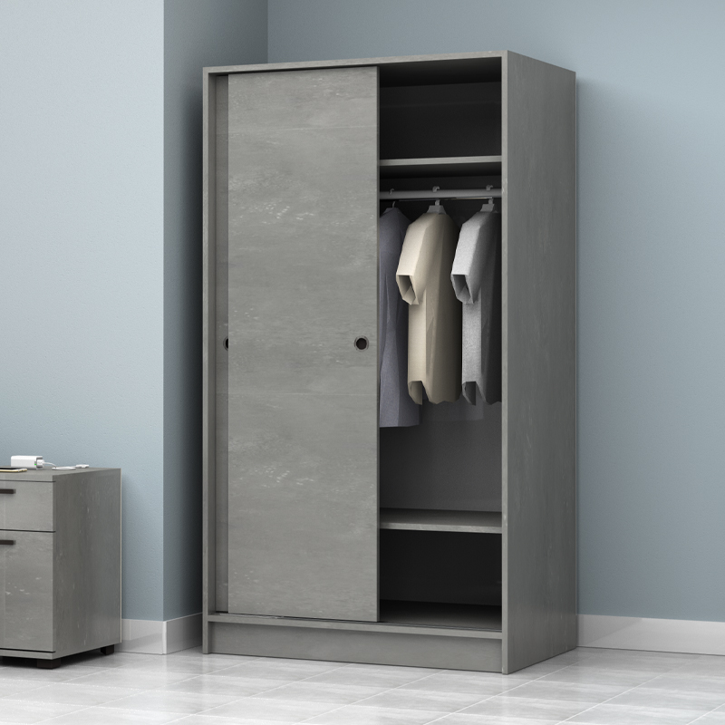 Ντουλάπα ρούχων δίφυλλη συρόμενη χρώμα γκρι σκυροδέματος 4