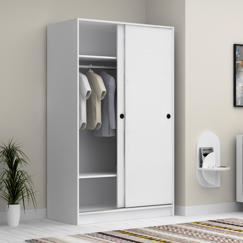 Ντουλάπα ρούχων δίφυλλη συρόμενη χρώμα λευκό 2