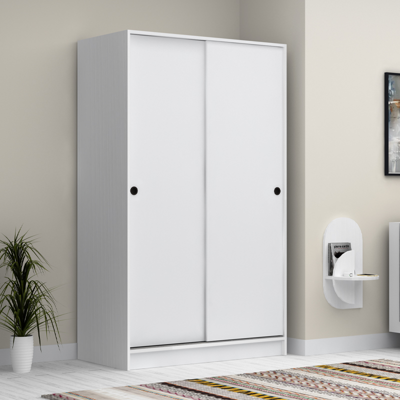 Ντουλάπα ρούχων δίφυλλη συρόμενη χρώμα λευκό 3