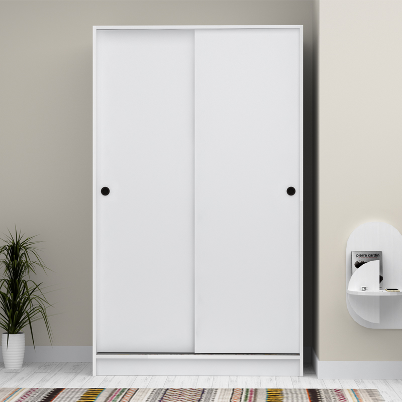 Ντουλάπα ρούχων δίφυλλη συρόμενη χρώμα λευκό 5