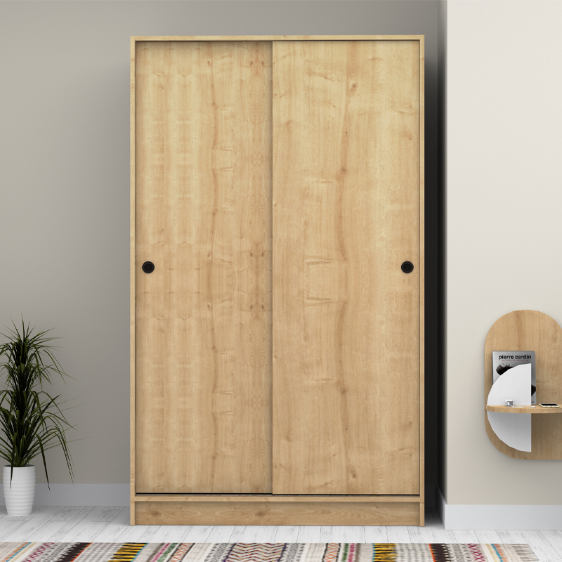 Ντουλάπα ρούχων δίφυλλη συρόμενη χρώμα φυσικό οξιάς 5