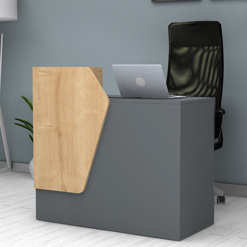 Γραφείο υποδοχής - reception χρώμα ανθρακί - φυσικό οξιάς