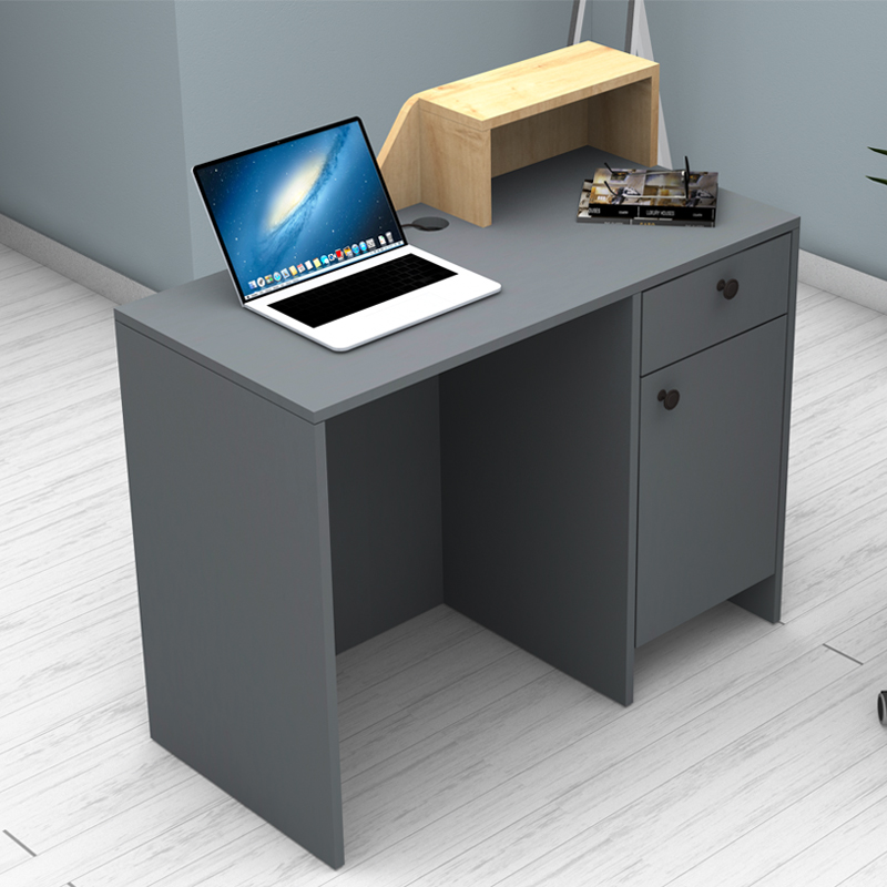 Γραφείο υποδοχής - reception χρώμα ανθρακί - φυσικό οξιάς 2