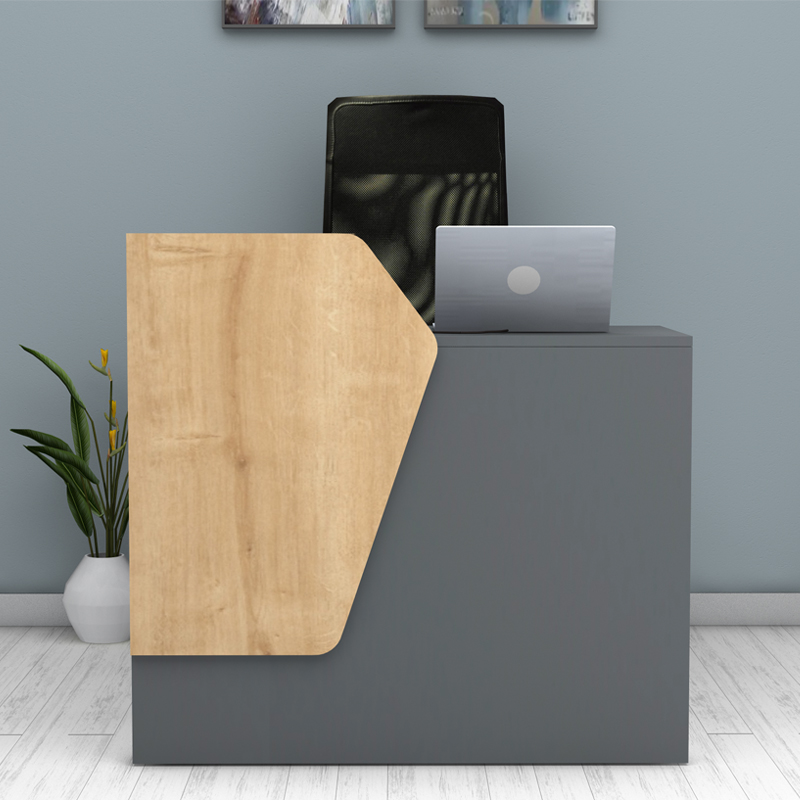 Γραφείο υποδοχής - reception χρώμα ανθρακί - φυσικό οξιάς 3