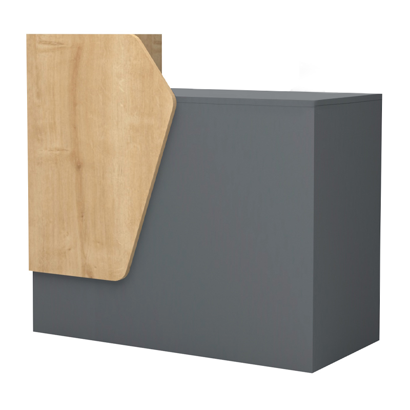 Γραφείο υποδοχής - reception χρώμα ανθρακί - φυσικό οξιάς 4