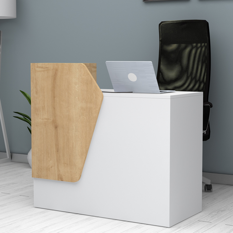 Γραφείο υποδοχής - reception χρώμα λευκό - φυσικό οξιάς