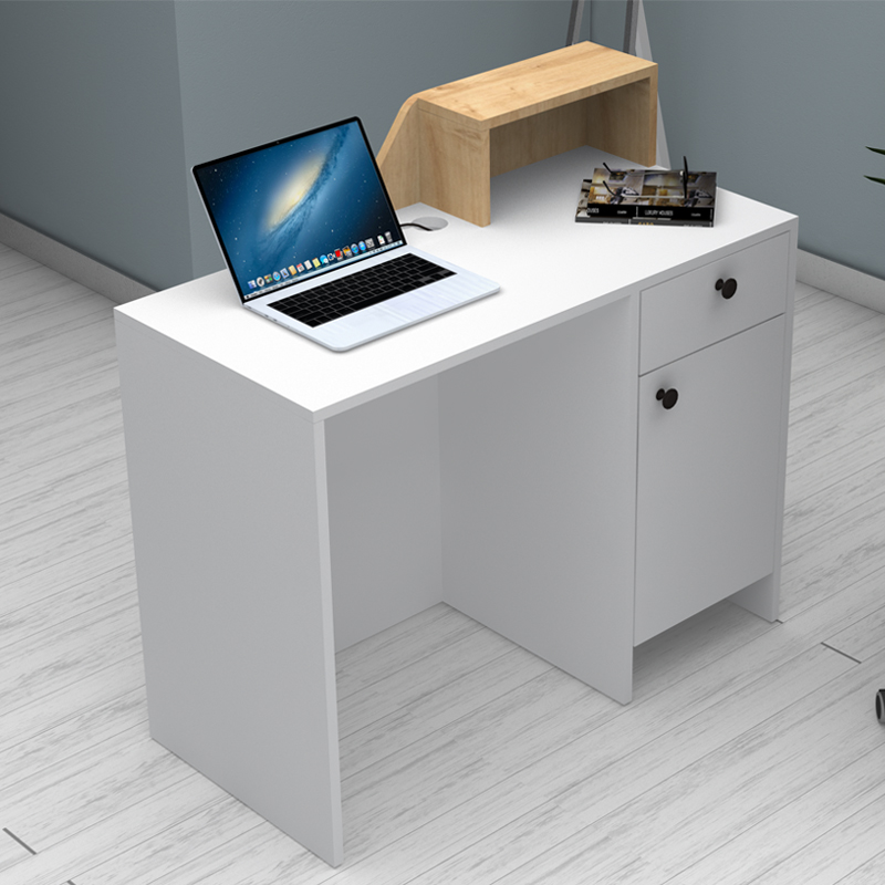 Γραφείο υποδοχής - reception χρώμα λευκό - φυσικό οξιάς 2