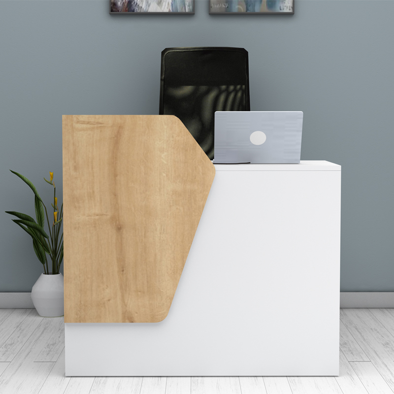 Γραφείο υποδοχής - reception χρώμα λευκό - φυσικό οξιάς 3