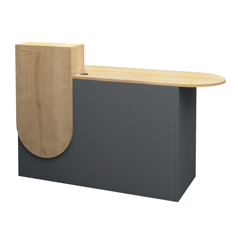 Γραφείο υποδοχής - reception χρώμα ανθρακί - φυσικό οξιάς 4