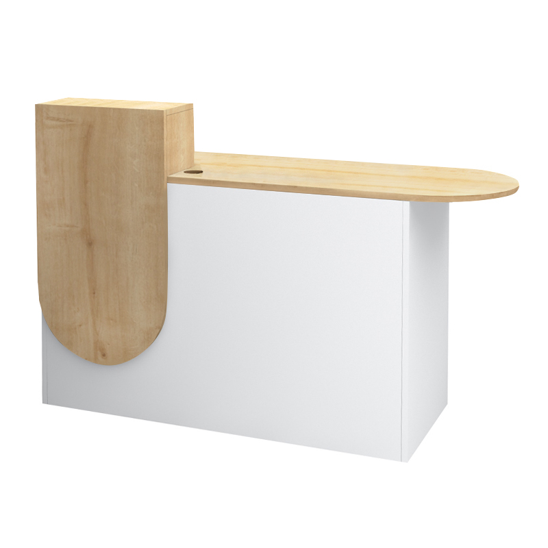 Γραφείο υποδοχής - reception χρώμα λευκό - φυσικό οξιάς 4