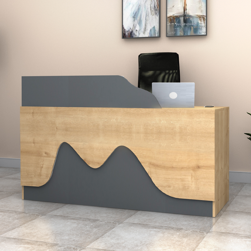 Γραφείο υποδοχής - reception χρώμα φυσικό οξιάς - ανθρακί