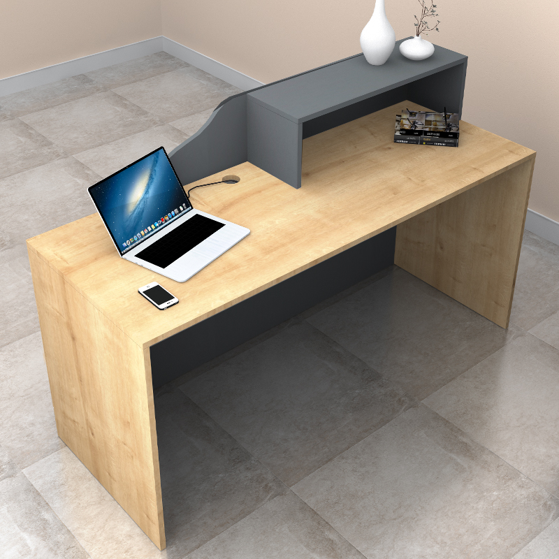 Γραφείο υποδοχής - reception χρώμα φυσικό οξιάς - ανθρακί 2