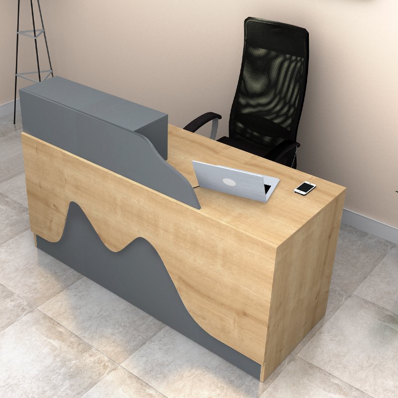 Γραφείο υποδοχής - reception χρώμα φυσικό οξιάς - ανθρακί 3