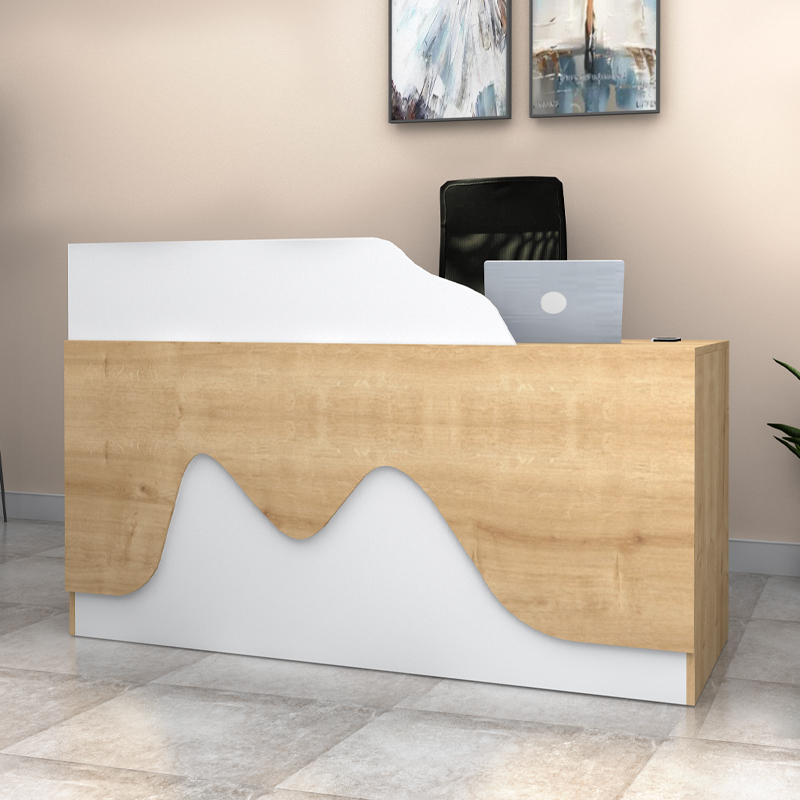 Γραφείο υποδοχής - reception χρώμα φυσικό οξιάς - λευκό