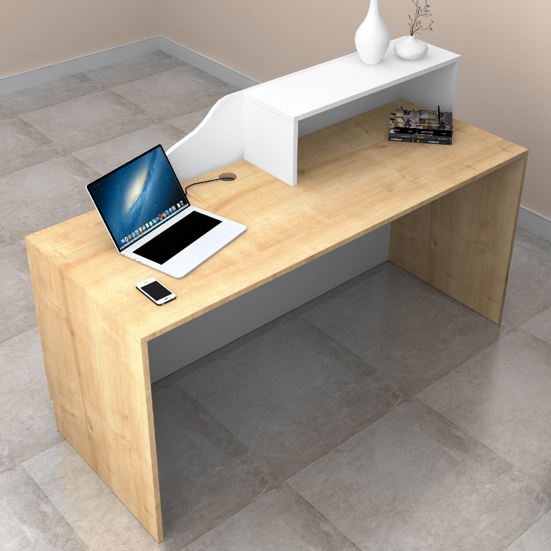 Γραφείο υποδοχής - reception χρώμα φυσικό οξιάς - λευκό 2