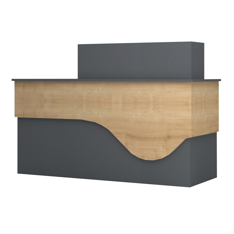 Γραφείο υποδοχής - reception χρώμα ανθρακί - φυσικό οξιάς 5