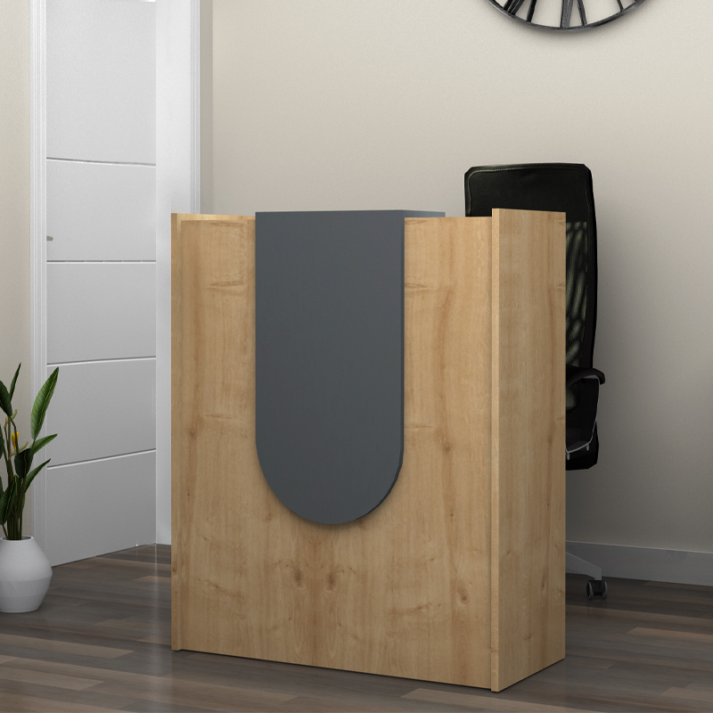 Γραφείο υποδοχής - reception χρώμα φυσικό οξιάς - ανθρακί