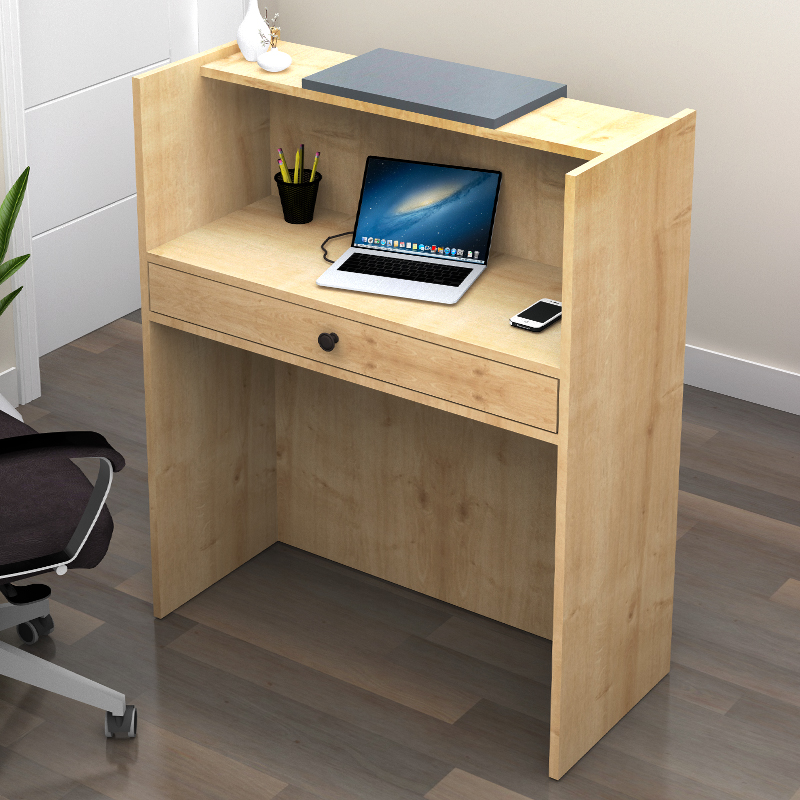 Γραφείο υποδοχής - reception χρώμα φυσικό οξιάς - ανθρακί 2